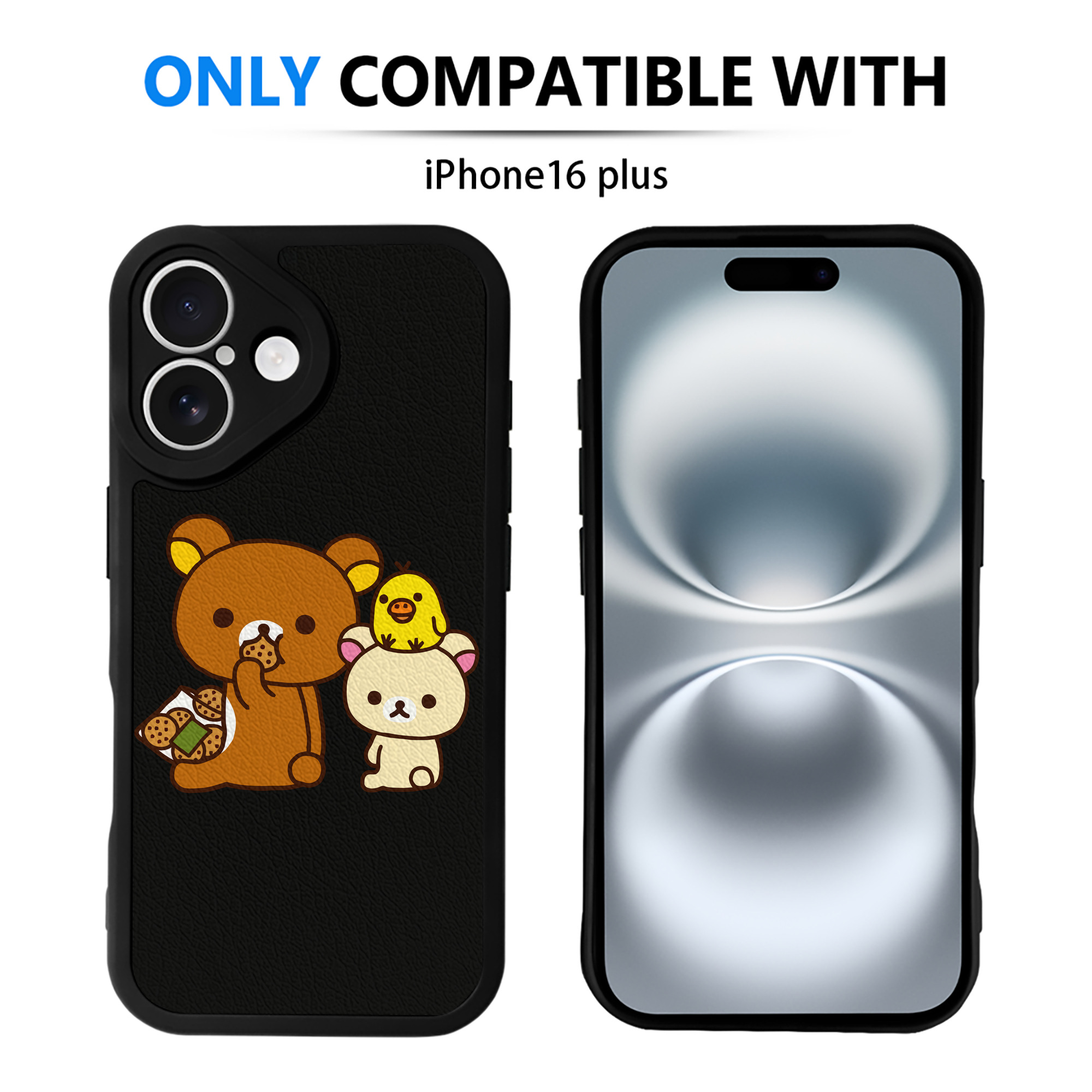 （画像用） リラックマ リラックマ キイロイトリ Rilakkuma Korilakkuma Kiiroitori 【iPhone 16シリーズ対応】シリコンスマホケース（レザー調） 材質：シリコン
